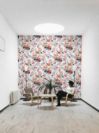 Blush Rose & Stripe mural for bedrooms

