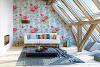 Vintage rose pattern with vertical lines

