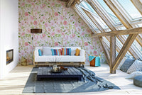 Blush garden scene for peaceful rooms

