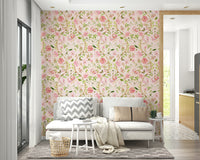 Floral wallpaper with vintage garden charm


