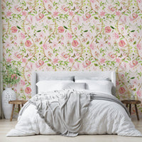 Soft pastel garden wallpaper for interiors

