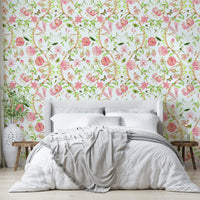 Elegant wall mural with blooming flowers


