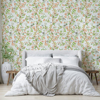 Bird and bloom wallpaper for classic rooms

