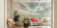 Tranquil mural with gentle waves and sandy textures.

