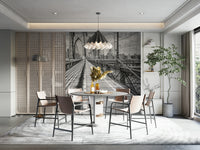 Vintage-style mural showing Brooklyn Bridge and East River.

