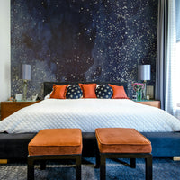 Cobalt galaxy wall mural for bedroom design.

