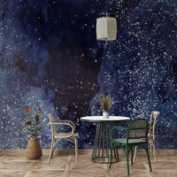Cobalt galaxy-inspired mural for home interiors.

