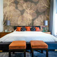 Artistic sepia leaf mural for modern home decor

