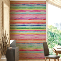 Colorful summer stripes wallpaper for kids' rooms


