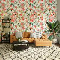 Tropical floral wallpaper with oleander flowers

