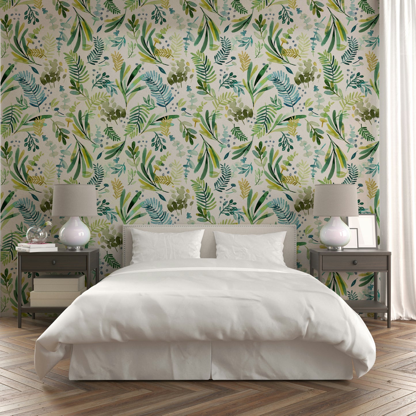 Nature wallpaper with Tuscany olive branch design

