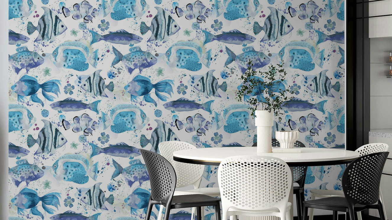 Tropical underwater mural for kids and playrooms

