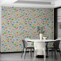 Old-fashioned food wallpaper for café interiors

