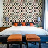 Abstract checker pattern with watercolor texture

