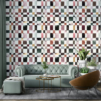 Modern geometric checks with hand-painted look

