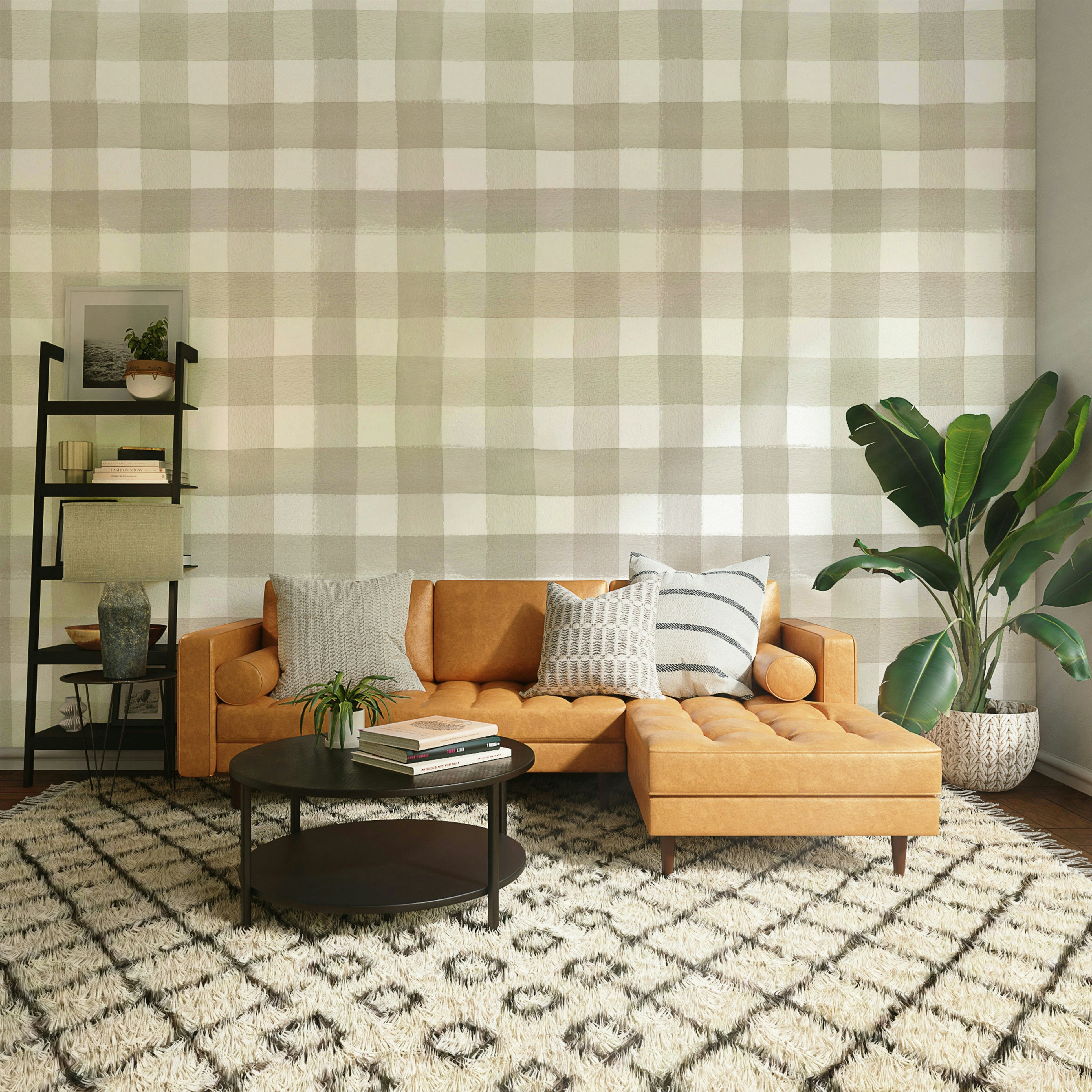 Soft beige plaid design for warm interiors

