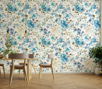 Blue watercolor roses wallpaper for walls

