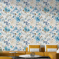 Artistic blue floral wallpaper for home décor

