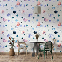 Speckled watercolor dots in calming, soft tones for interiors

