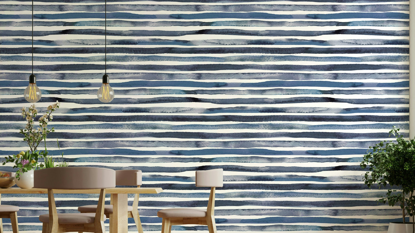 Abstract watercolor geometric stripes in soft blue.

