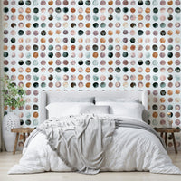 Soft terracotta watercolor dots for Scandinavian rooms

