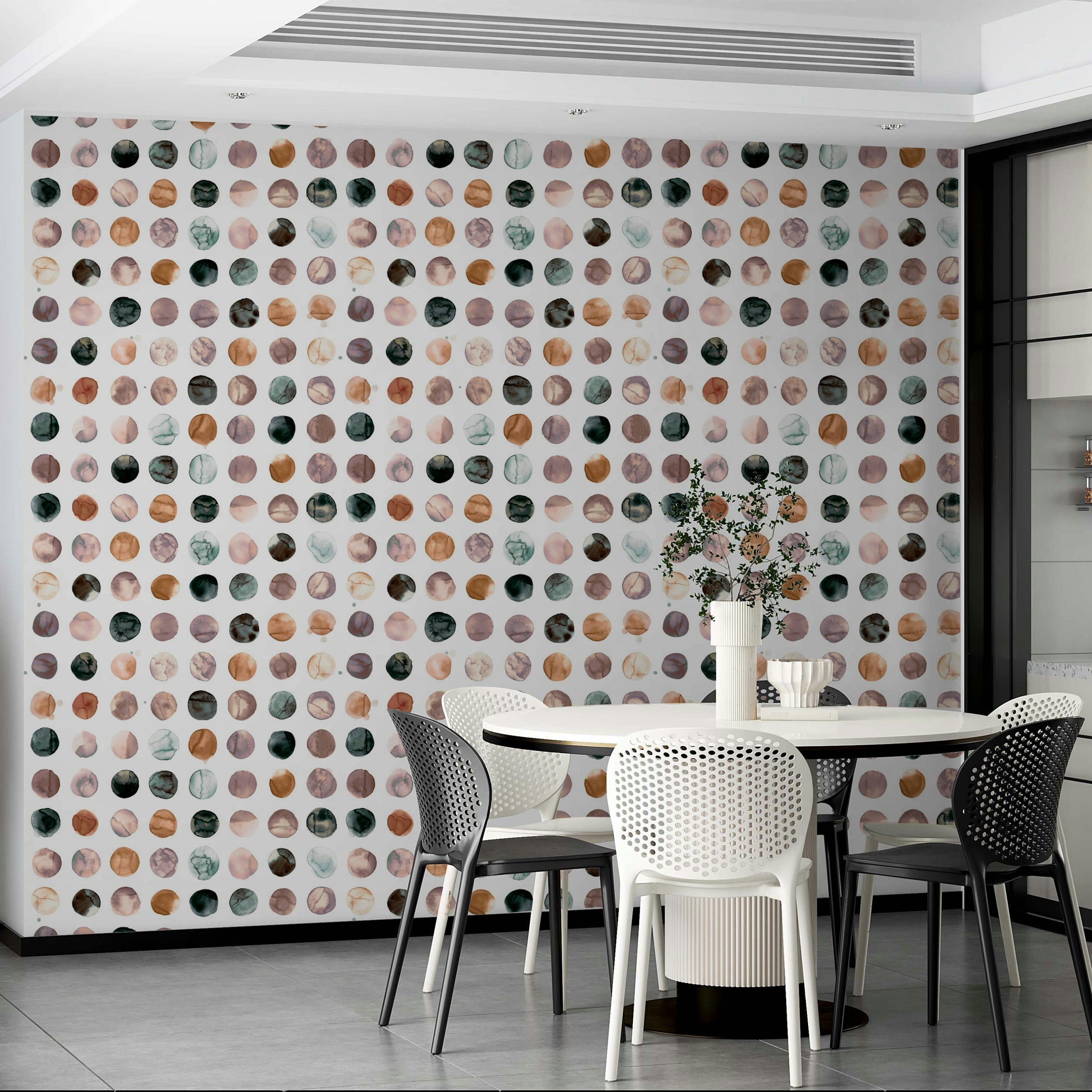 Subtle terracotta orange watercolor dot wallpaper design

