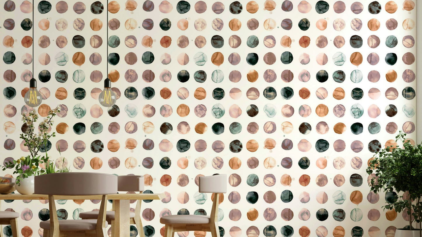 Watercolor minimal terracotta dots wallpaper design

