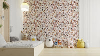 Soft beige watercolor wallpaper with wildflower design.

