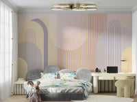 Subtle arch pattern mural with pastel shades.

