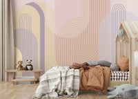 Light pastel arch mural for bedroom decor.

