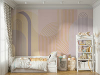Artistic arch mural in muted tones for walls.

