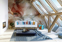 Warm-toned fall wall mural for interiors.

