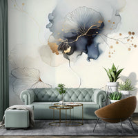 Golden floral design mural for upscale interiors.

