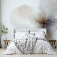 Stylish mural with metallic botanical highlights.

