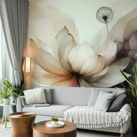 Zen-inspired mural featuring tranquil lotus blossoms.

