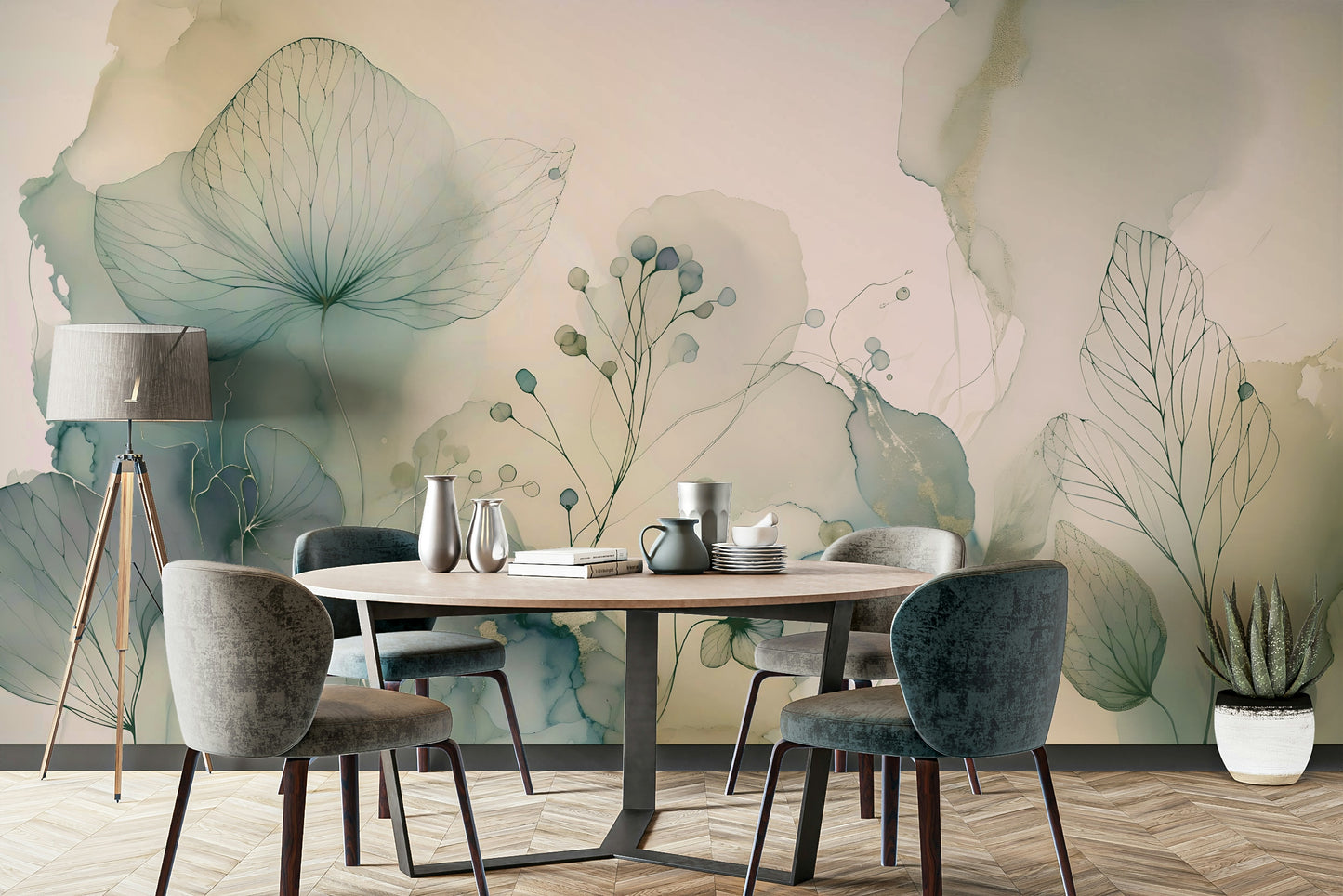 Abstract floral dreamscape in gentle neutral colors.

