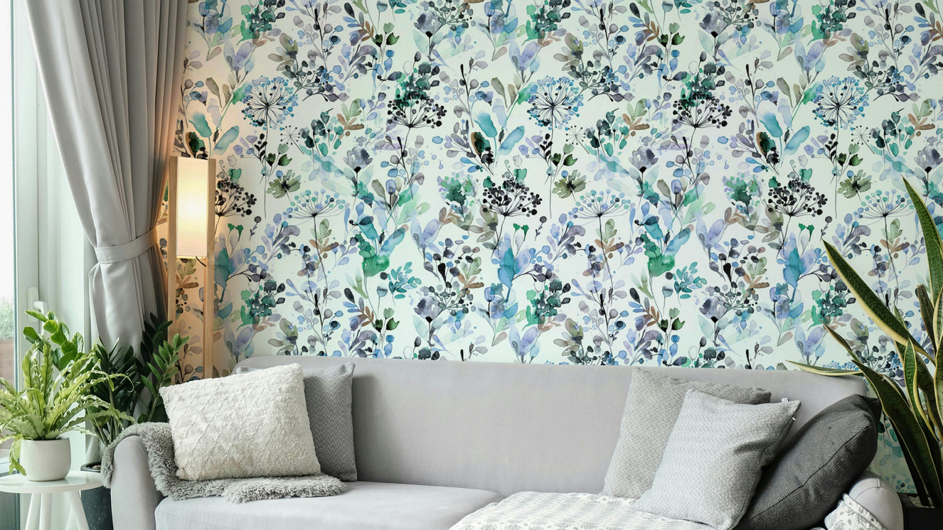 Wild Grasses Blue Wallpaper⁠