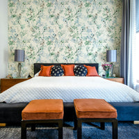 Wild grass pattern on calming sage green background.

