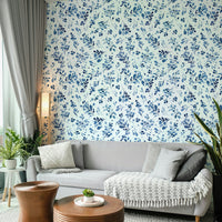 Nature-themed relaxing wallpaper with wild plants in blue

