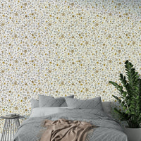 Starry Winter Night Kids Wallpaper with Gold Touch