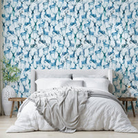 Winter forest deer blue wallpaper for interiors

