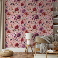 Elegant pink flowers with a winter touch for walls.

