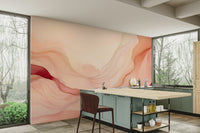 Soothing blush wave wall mural for peaceful spaces.

