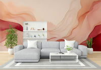 Tranquil blush wave mural for minimalist interiors.

