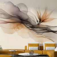 Elegant ink swirl mural for contemporary decor

