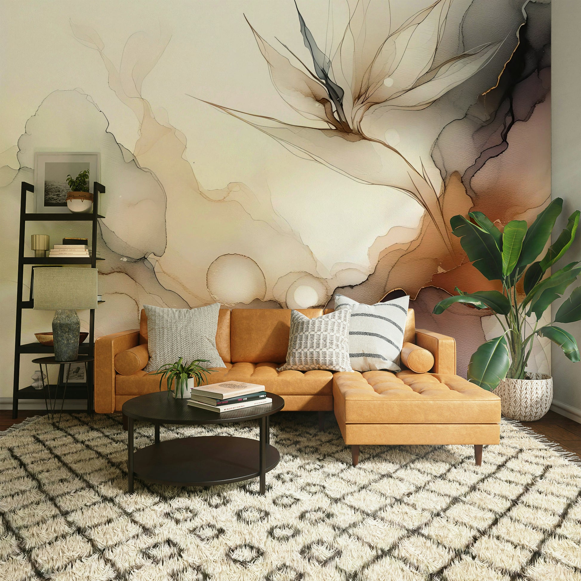 Soft colors and abstract design in ethereal mural