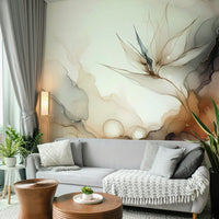 Abstract ethereal mural for minimalist interior