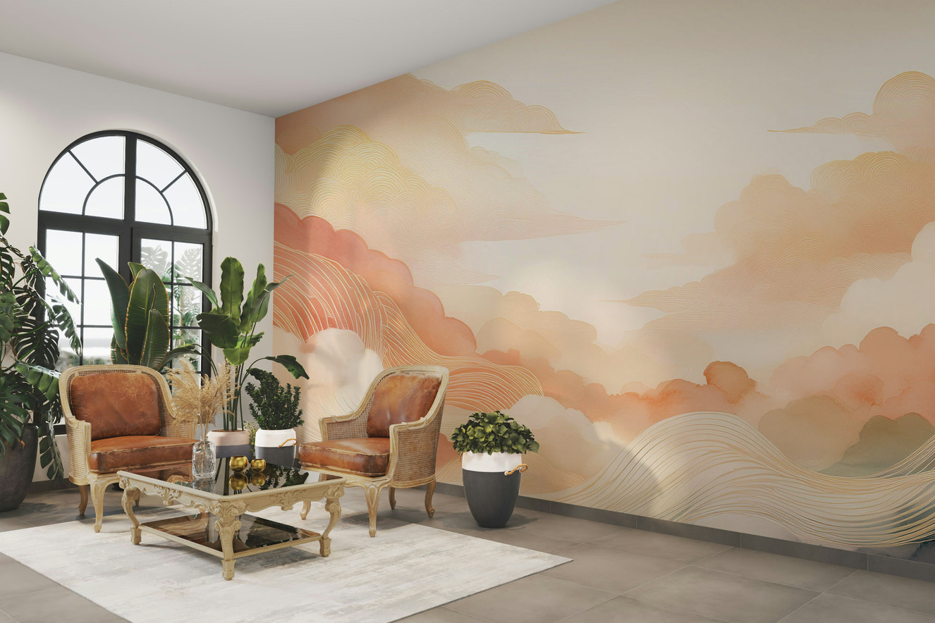 Coral Cloud Art Wall Mural for Modern Interiors

