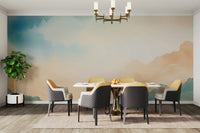 Gentle cloud horizon mural for a dreamy space.

