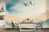 Ethereal cloud wall mural creating a peaceful retreat.

